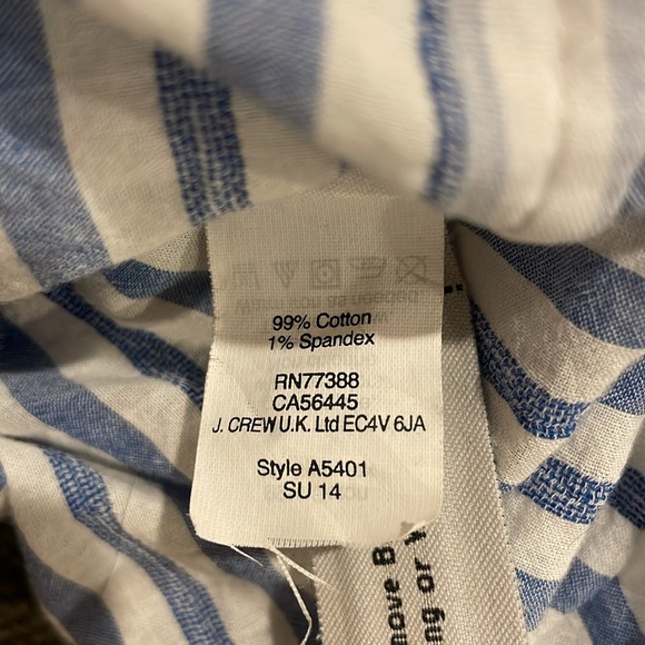 J.Crew women’s boy style shirt in cotton soft gauze blue & white stripes - Sz 4 - Picture 6 of 7